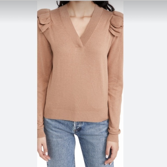 Brochu Walker NWOT Sweater Anaise Vee Cashmere Blend In Tawny - Picture 9 of 9